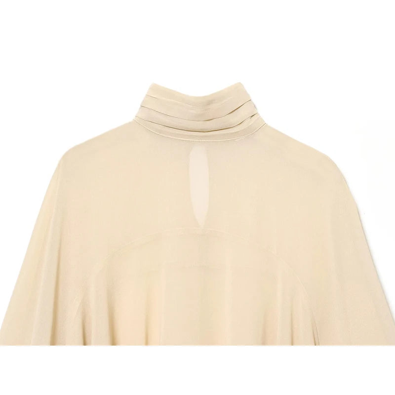 Women Loose Elegant Chiffon Beige Blouse