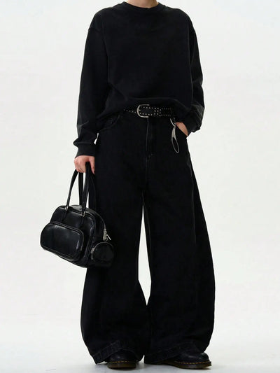 Grunge Baggy Black Wide Leg Jeans