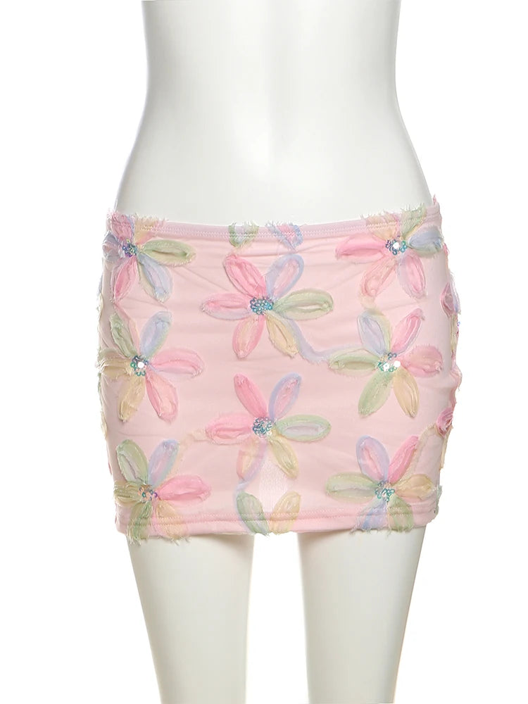 Colorful Flowers Mini Skirt