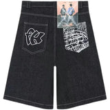 Vintage bestickte Denim-Jorts