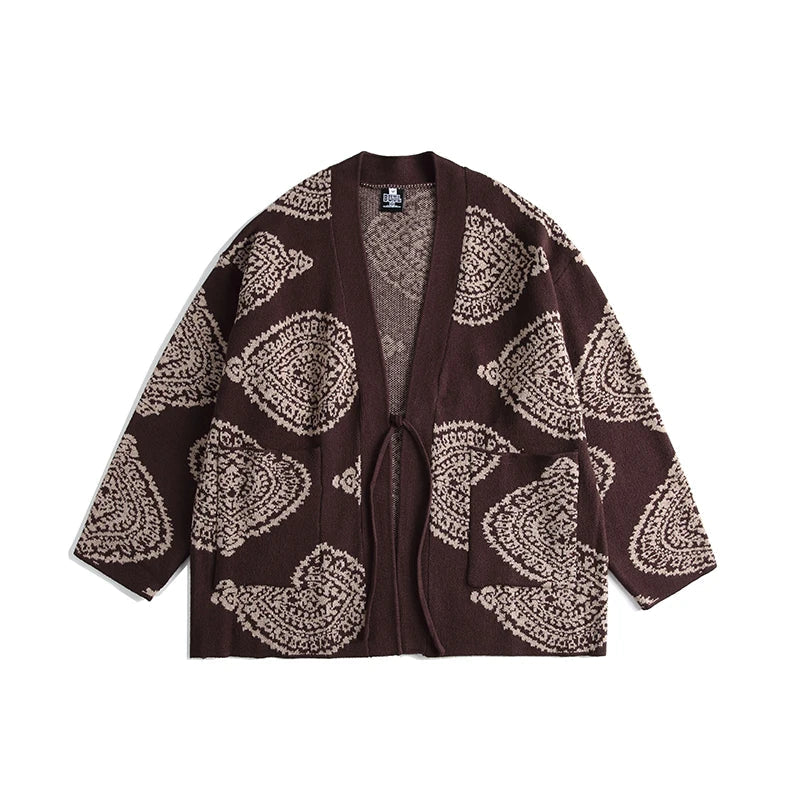 Großer, gestrickter Kimono-Cardigan im japanischen Stil