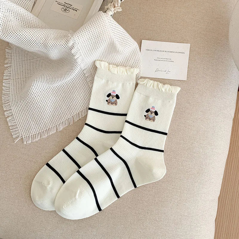 Polka Dot Spring Middle Tube Socks