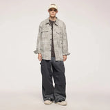 Plaid Distressed Oversize Pocket Long Sleeve Shirt