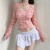 Coquette Floral Print Patchwork Top