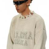 Vintage Loose Knitted Pullover Ripped Sweater