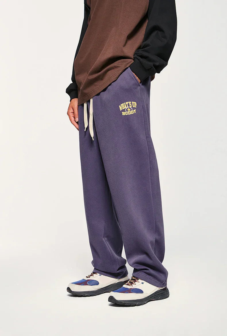Solid Color Drawstring Straight Leg Pants