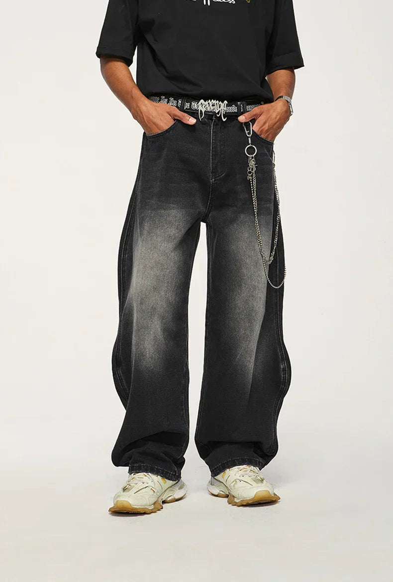 Y2K Washed Blue Wide-Leg Jeans