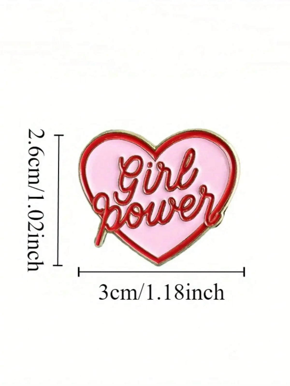 'Girl Power' Pink Heart Shaped Pin