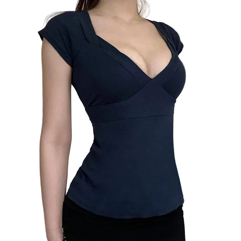 Plunge V Neck Tie Top