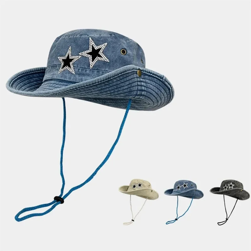 Disco Cowgirl Star Printed Denim Hats