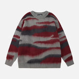 Wellenförmiger Pullover mit Kontraststreifen und Farbverlauf