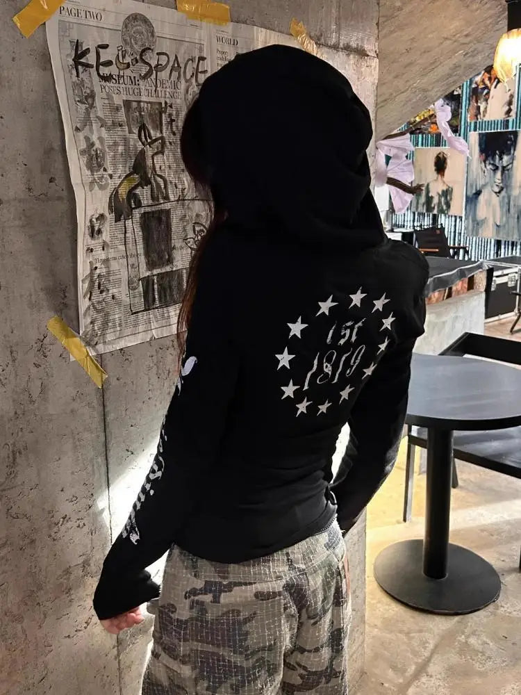 2000s Long Sleeve Gothic Hoodie