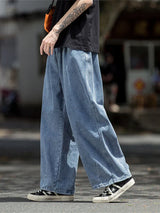 Pantalones de mezclilla de pierna ancha de corte holgado