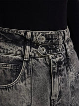 Vintage Grey Pleated Washed Cargo Jeans