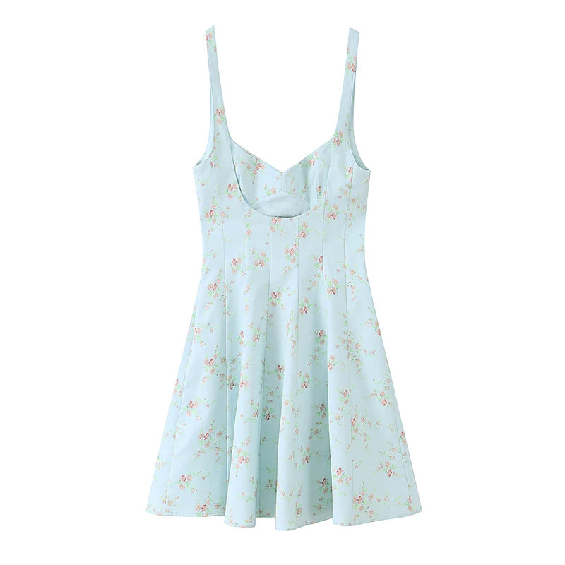 Elegant Floral Print Sleeveless Mini Sundress