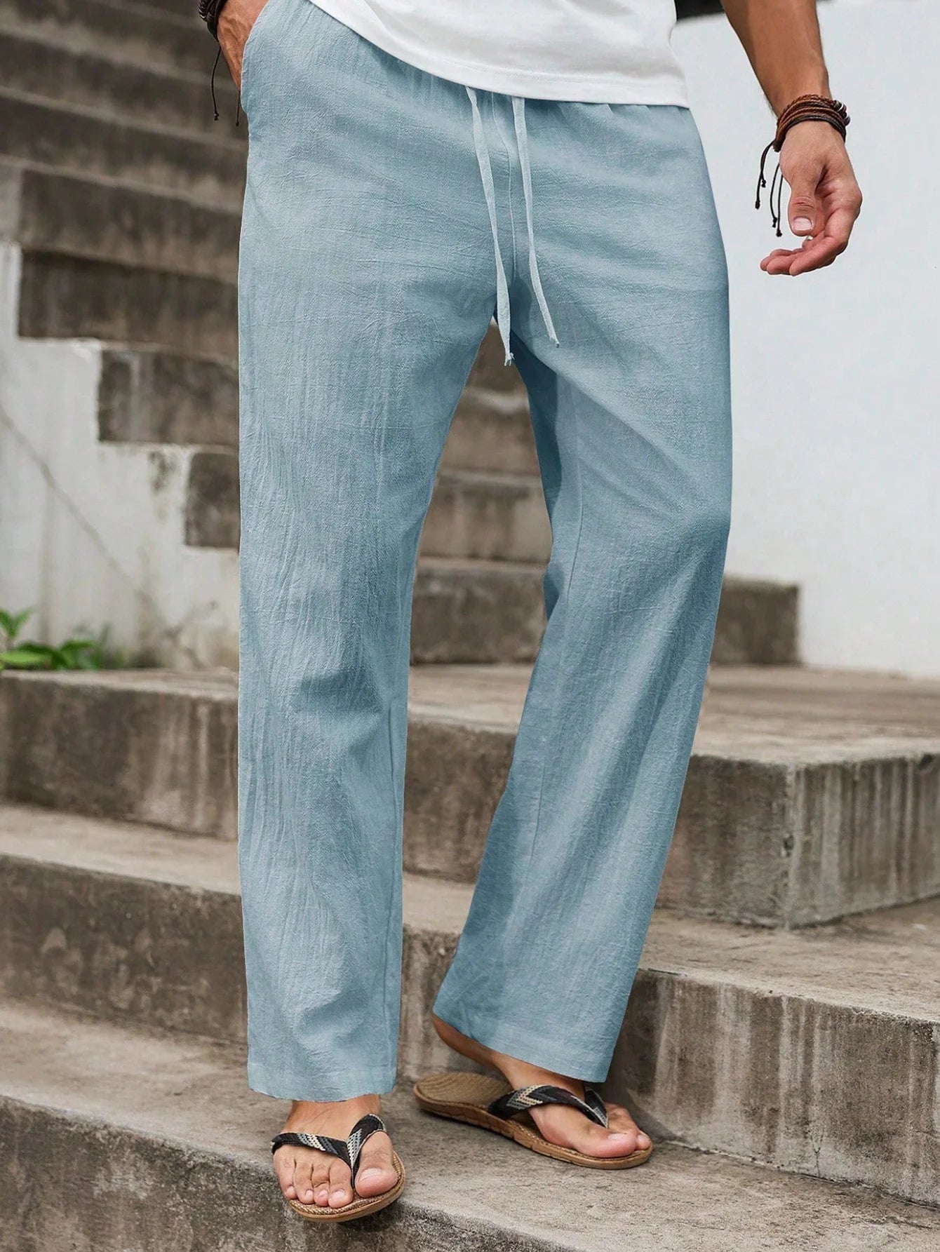 Linen Straight-Cut Leisure Pants
