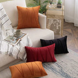Orange Stripe Velvet Throw Pillow Cover