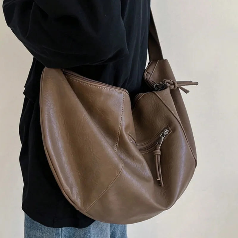 Y2K Dumpling Shaped PU Leather Crossbody Bag