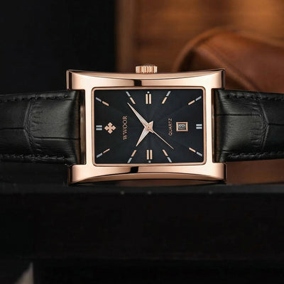 Vintage Luxury Square Men's Leather Watch