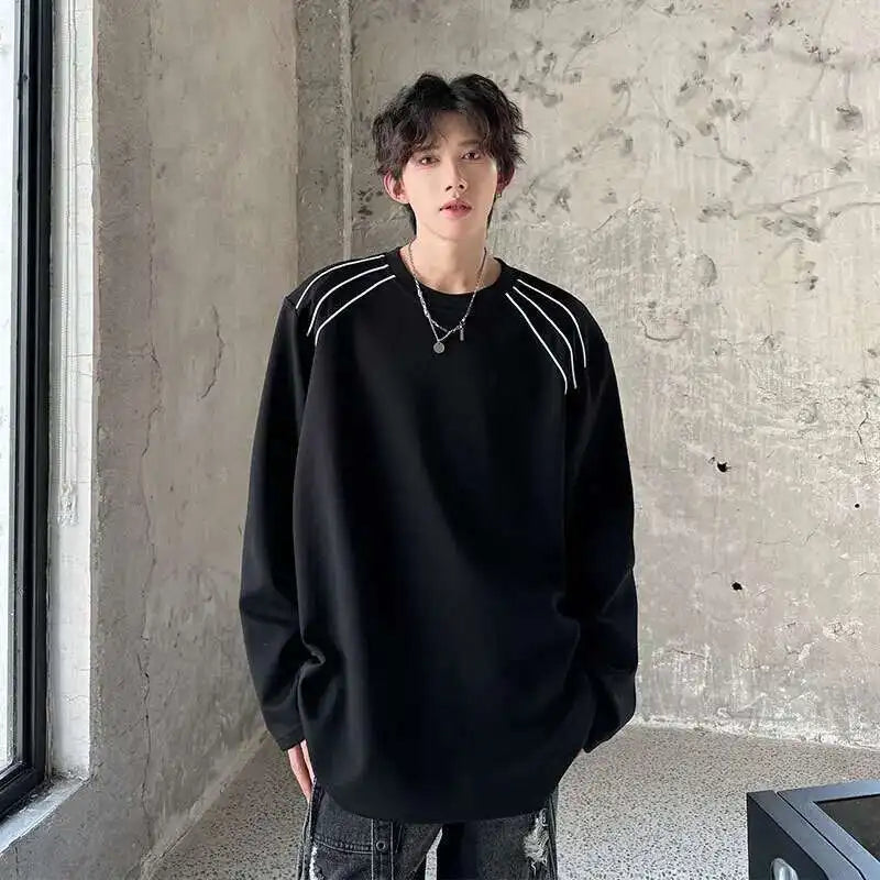 Padded Round Collar Long T-Shirt