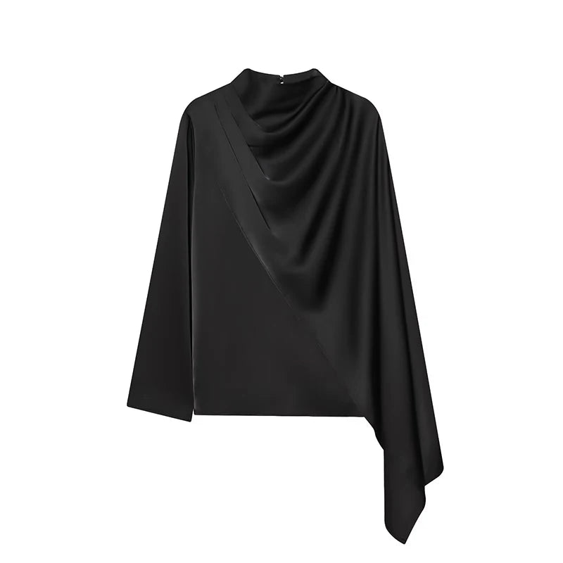 Women Shawl Design Satin Blouse