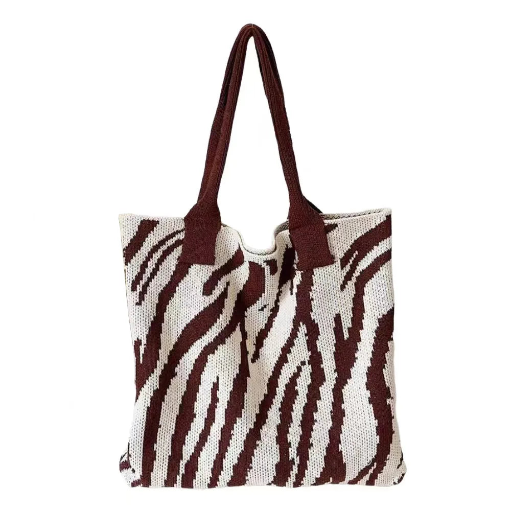 Bolso de ganchillo con estampado de cebra vintage