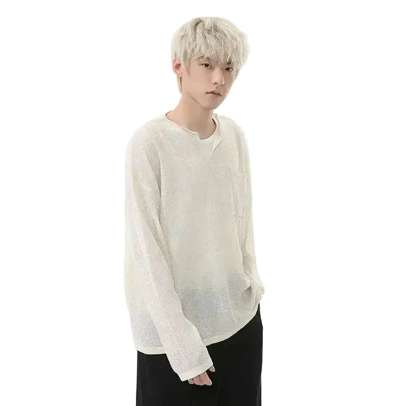 Camiseta coreana con cuello de pico elegante