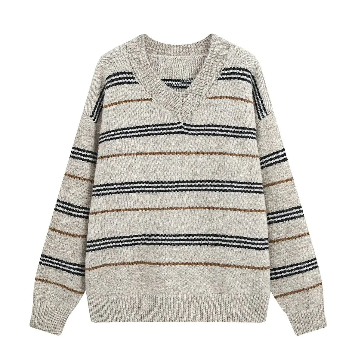 V-neck Stripped Sweater