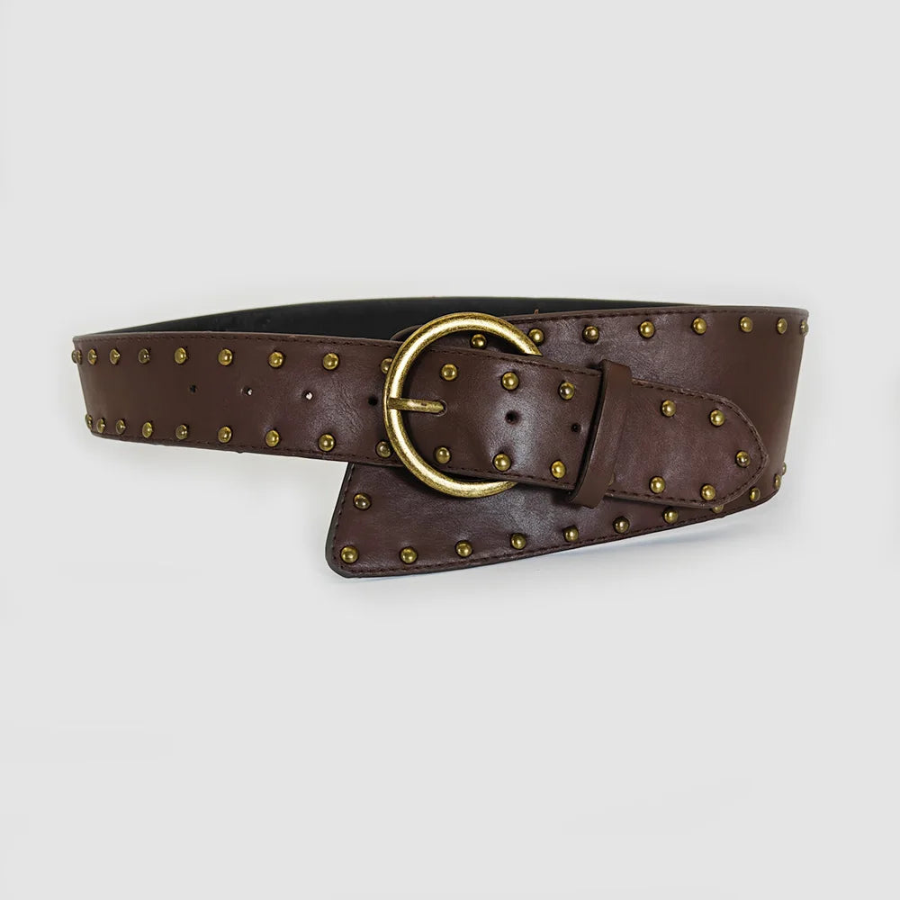 Y2K Vintage Studded Wide Leather Belt
