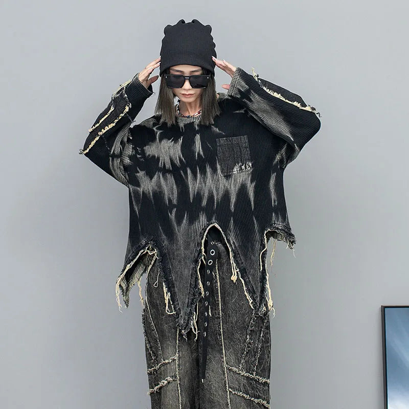 Langarm Ripped Grunge Pullover