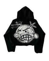 Cream Lips Print Zip-Up Hoodie