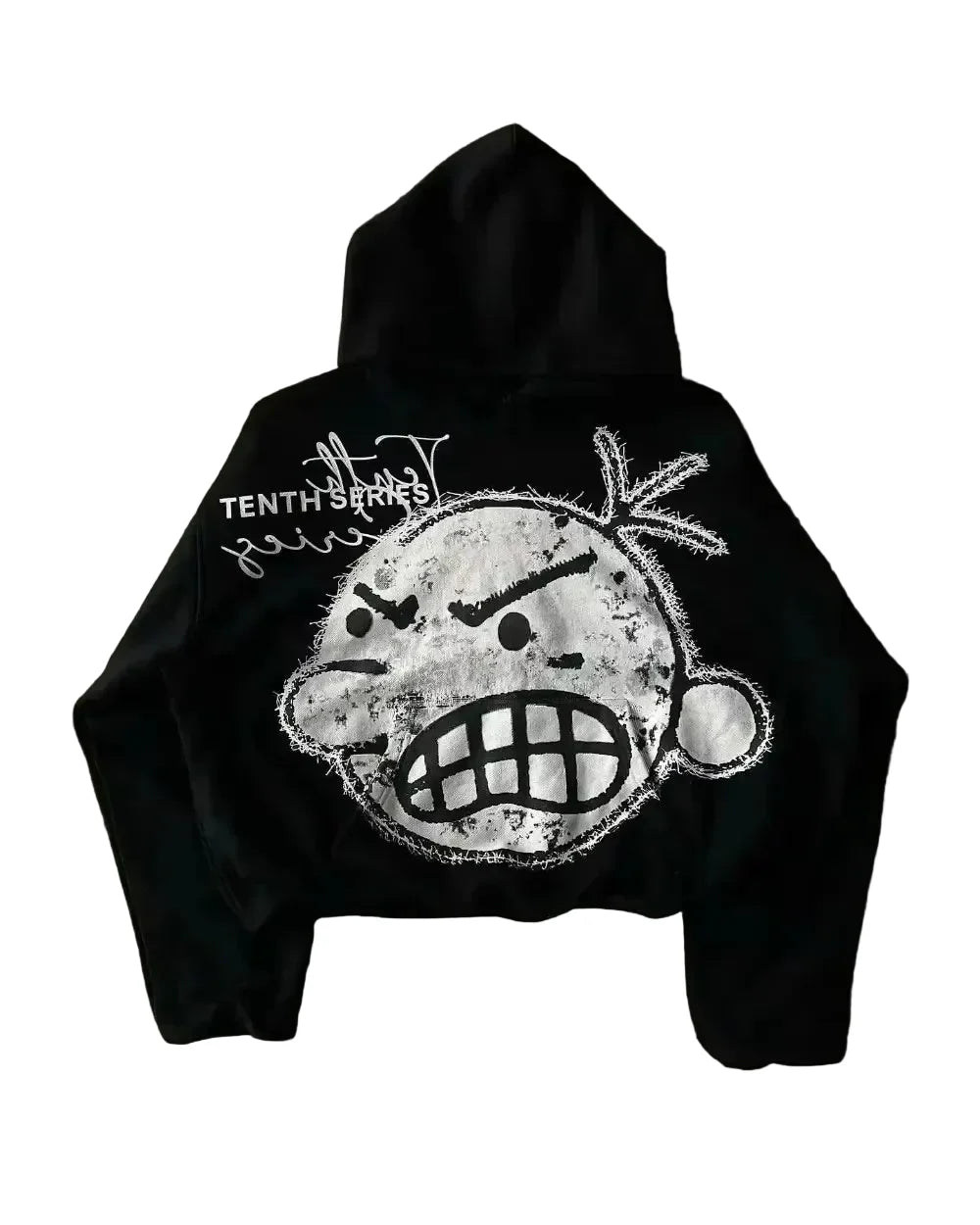 Cream Lips Print Zip-Up Hoodie