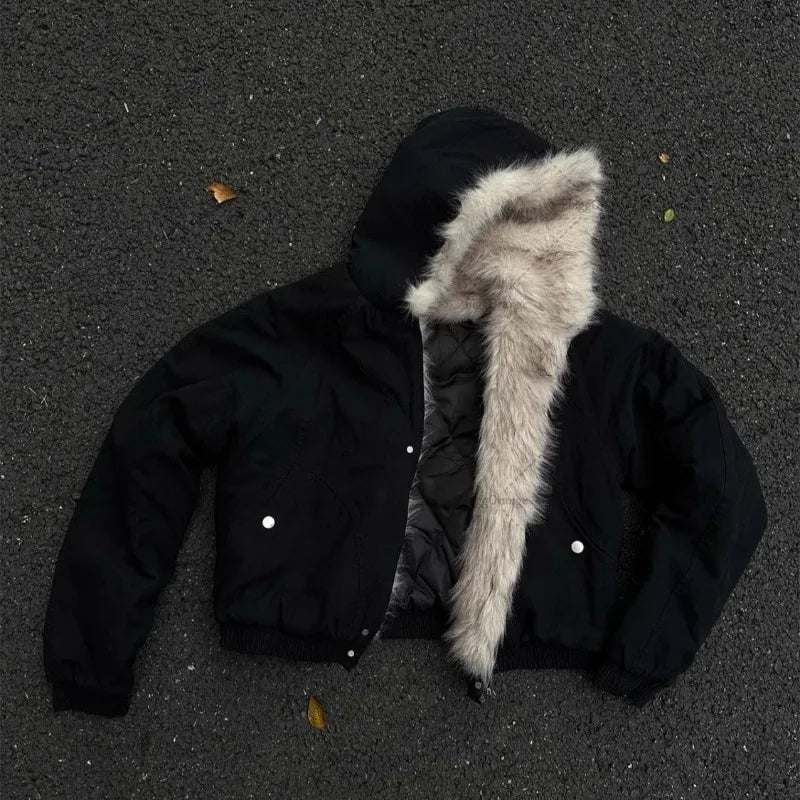 Faux Furr Thickened Zip Up Hoodie