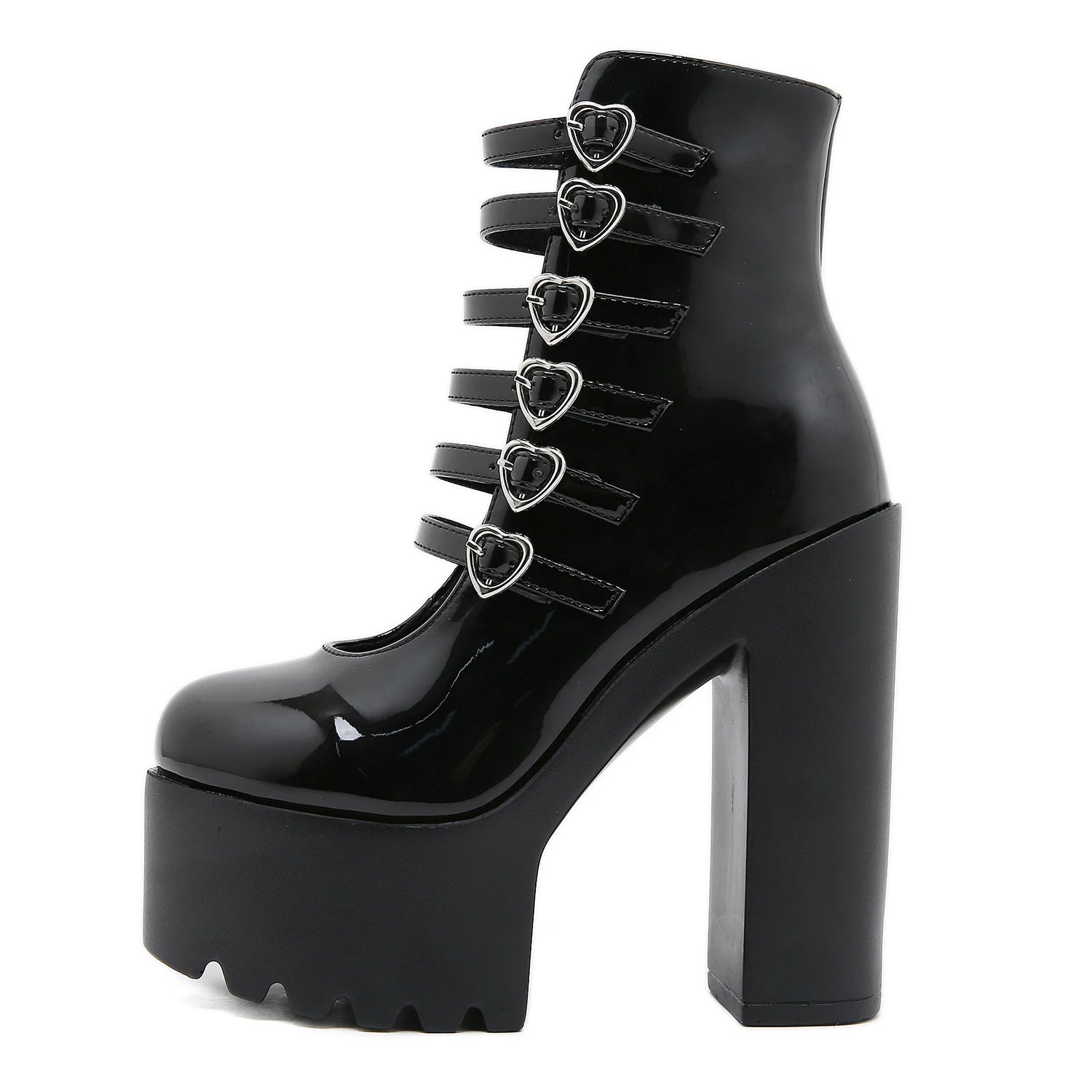 Multi Strap Platform Black Heels