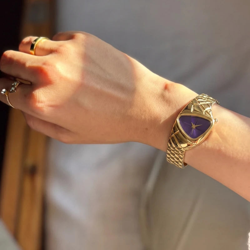 Women Purple Triangle Quartz Watch