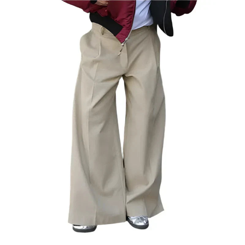 Basic Solid Color Korean Wide Leg Pants