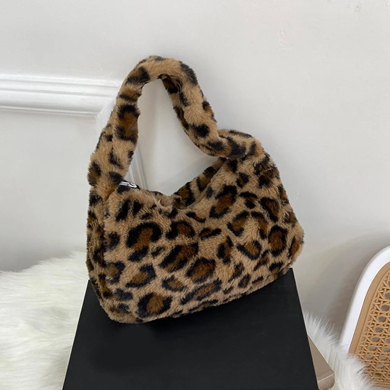Fuzzy Fleece Leopard Bag