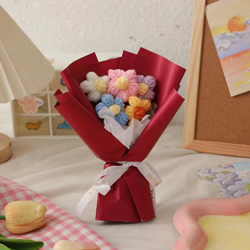 Vintage Handmade Mini Bouquets Crochet Flowers