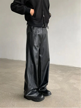 Leder-PU-Hose mit weitem Bein