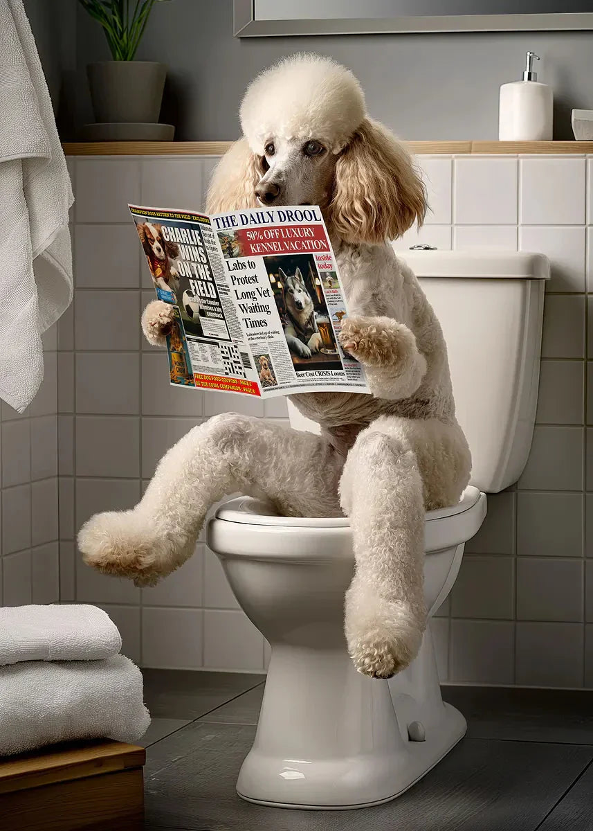 Dog Reading Newspaper Poster