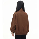 Corporate Girlie Brown Minimalist Varsity Jacket