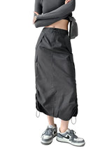 Y2K Drawstring Parachute Midi Skirt