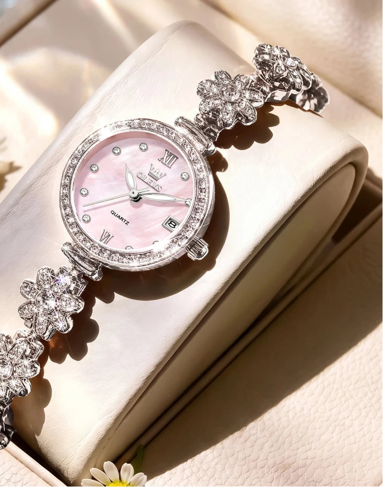 Diamond Rotation Floral Braceet Watch