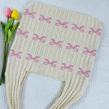 Bow Pattern Knitted Crochet Tote Bag