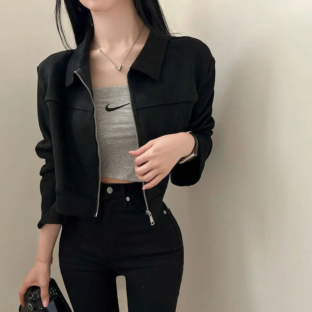 Y2K Cropped V-neck Jacket