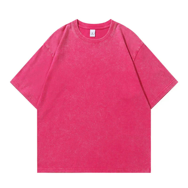 Retro Washed Vintage Solid Color T-Shirt