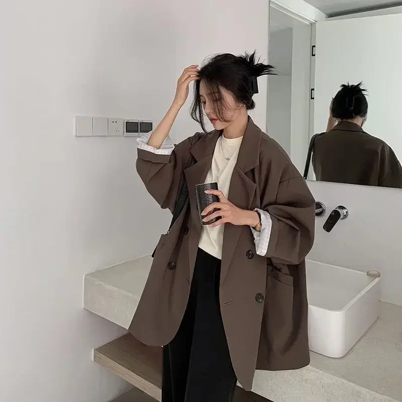 Vintage Loose Women Solid Blazer