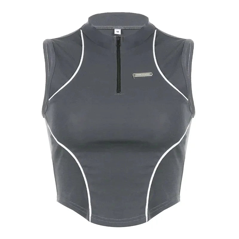 Acubi Zipper Stand Collar Top