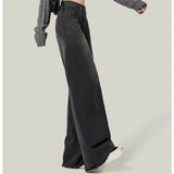 Retro Black Women's High Waist Wide Leg Jeans