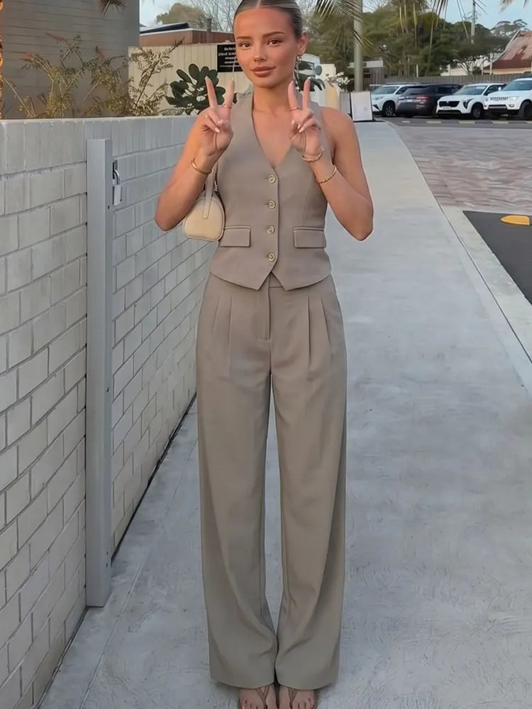 Old Money Women Solid Color Outfit
